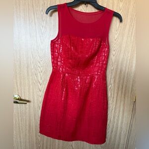 Mac and Jack Red Patterned Sleeveless Formal Dress